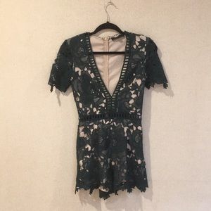 Green Lace Romper